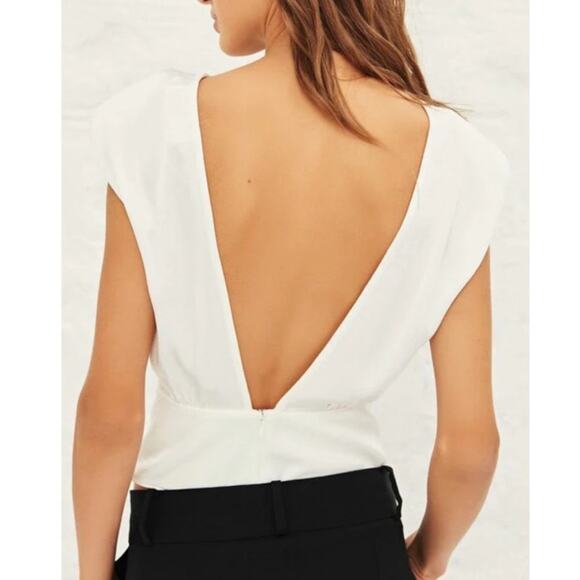 Ba&sh Nao White Sleeveless Open Back Shoulder Pad Top Blouse - Picture 2 of 14